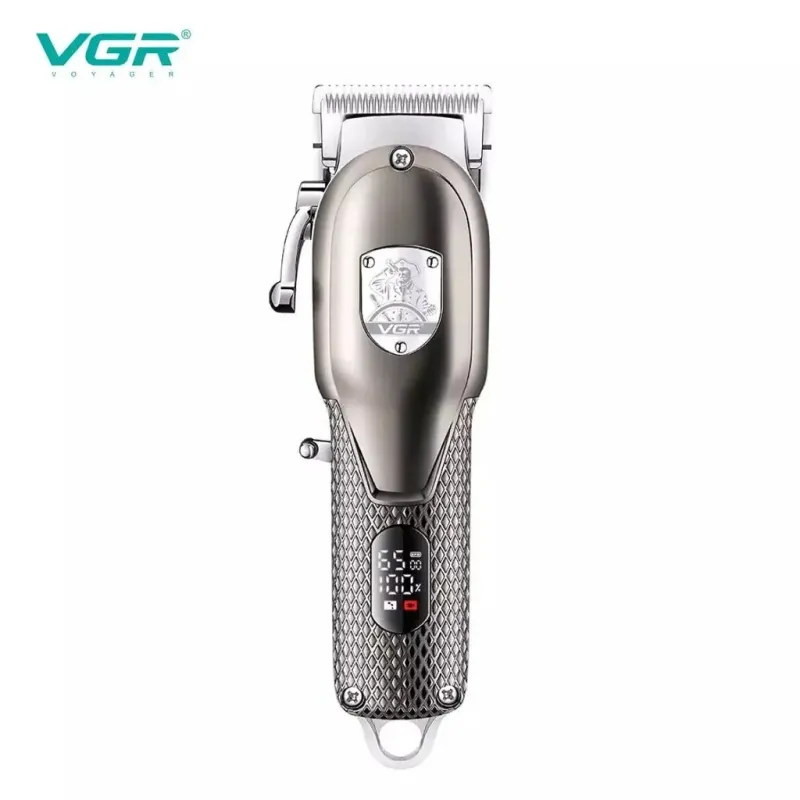 ماكينة قص الشعر في جي ار Professional قابلة للشحن ، فضي - V-276