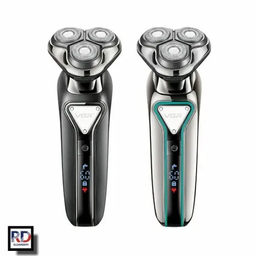 ماكينة تنعيم اللحية في جي ار Professional قابلة للشحن للاستعمال الرطب والجاف، اسود - V-323