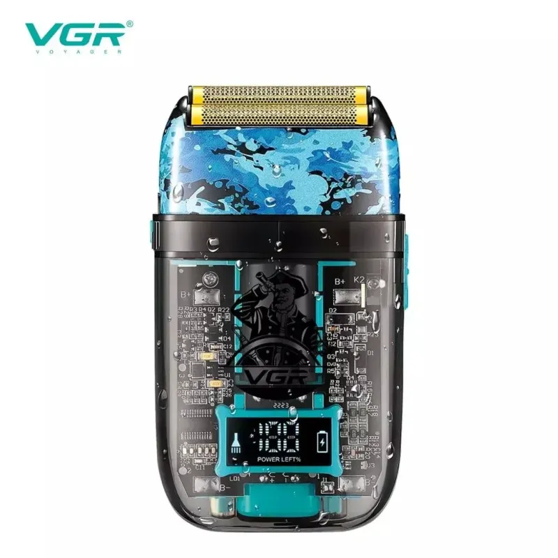 ماكينة تنعيم اللحية في جي ار Professional قابلة للشحن للاستعمال الرطب والجاف، شفاف متعدد الألوان - V-352