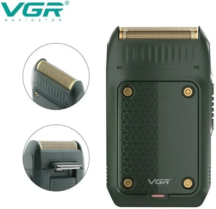 ماكينة تنعيم اللحية في جي ار Professional قابلة للشحن ، اخضر - V-353