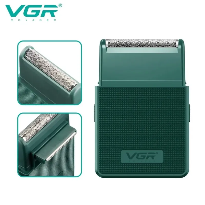 ماكينة تنعيم اللحية في جي ار Professional قابلة للشحن ، اخضر - V-376
