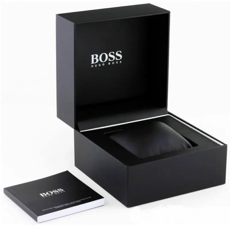 ساعة هوجو بوس رجالى معدن لون فضي وميناء 	رمادي