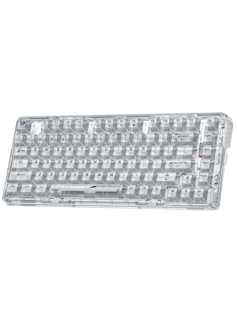 لوحة مفاتيح ألعاب لاسلكية ريدراجونK649 PRO 78% Gasket RGB، مفتاح شفاف مخصص