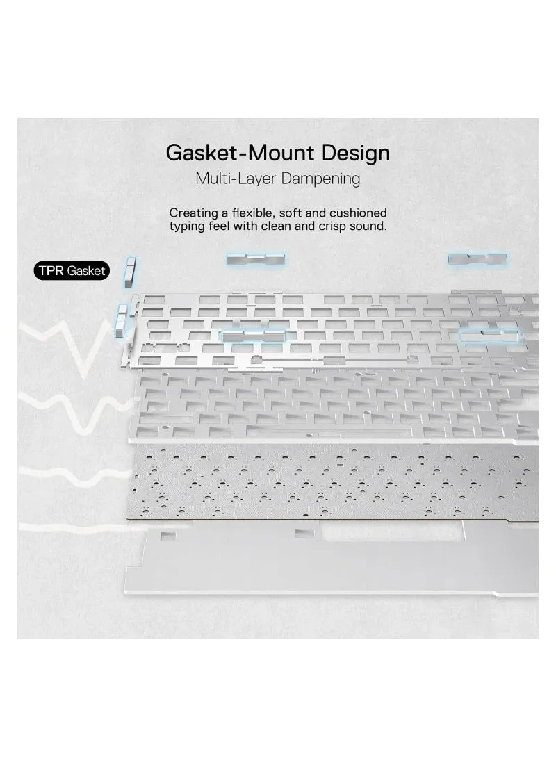 لوحة مفاتيح ألعاب لاسلكية ريدراجونK649 PRO 78% Gasket RGB، مفتاح شفاف مخصص