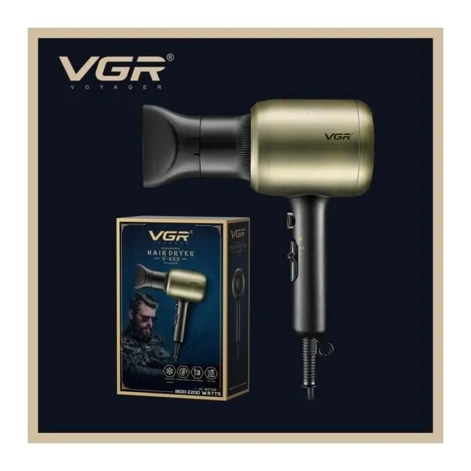 مجفف شعر Vgr V-453، ١٨٠٠ واط، سرعتان - أسود
