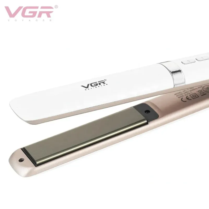 مكواة فرد الشعر في جي ار، ألواح سيراميك، أبيض، V-522