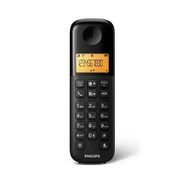 تليفون ارضي فيليبس لاسلكي بسماعة واحدة D160، اسود - D1601B/63