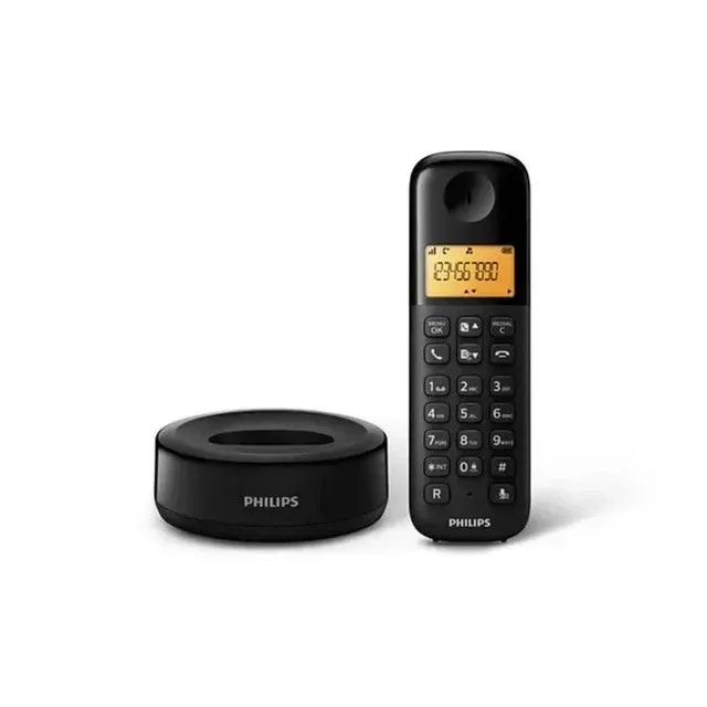 تليفون ارضي فيليبس لاسلكي بسماعة واحدة D160، اسود - D1601B/63
