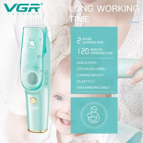 ماكينة قص شعر الأطفال VGR V-151، باللون الأخضر