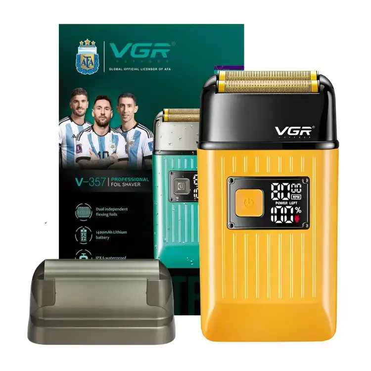 ماكينة تنعيم اللحية في جي ار Professional قابلة للشحن للاستعمال الرطب والجاف، مينت - V-357