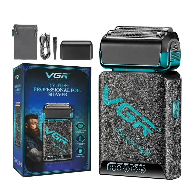 ماكينة حلاقة  احترافية V-374 من في جي ار مع قابلة للشحن مع كابل USB (اسود)