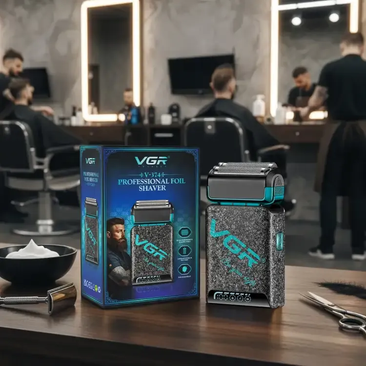 ماكينة حلاقة  احترافية V-374 من في جي ار مع قابلة للشحن مع كابل USB (اسود)