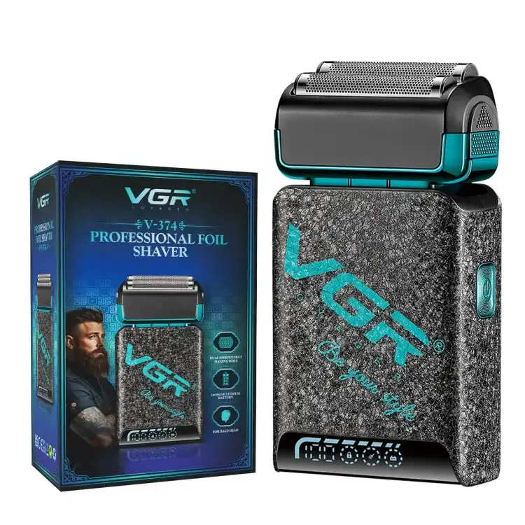 ماكينة حلاقة  احترافية V-374 من في جي ار مع قابلة للشحن مع كابل USB (اسود)