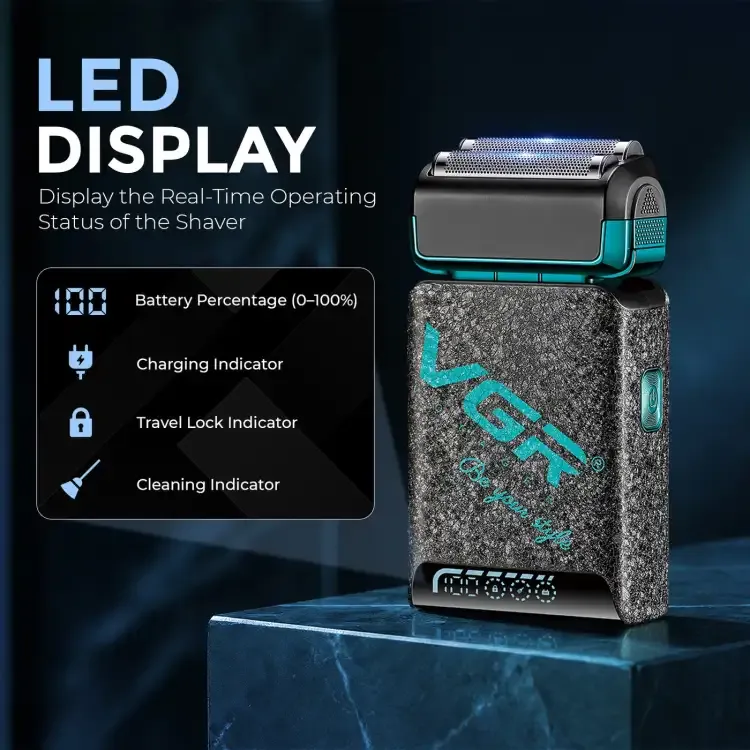 ماكينة حلاقة  احترافية V-374 من في جي ار مع قابلة للشحن مع كابل USB (اسود)