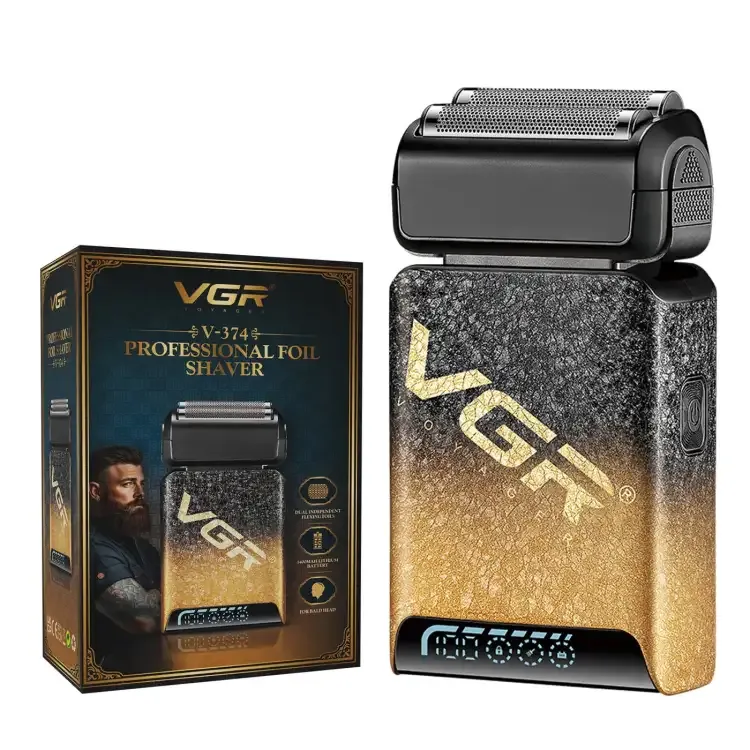 ماكينة حلاقة  احترافية V-374 من في جي ار مع قابلة للشحن مع كابل USB (اسود)