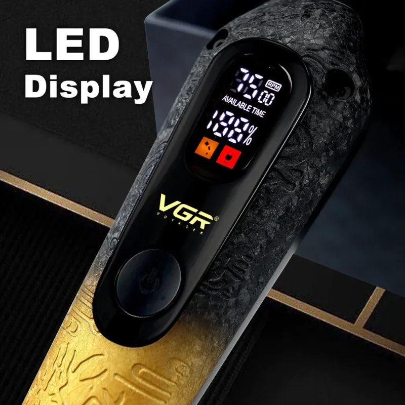 ماكينة حلاقة الشعر الاحترافية V-879T بشاشة LED وبطارية ليثيوم 1500mAh ومحرك 7500 دورة في الدقيقة وشفرة سيراميك