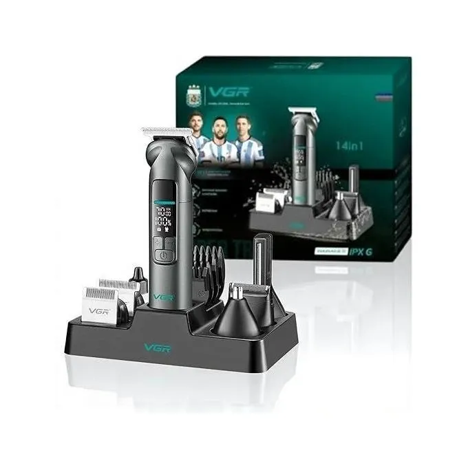 مجموعة ادوات العنايه الشخصيه الاحترافيه للرجال V-096  من فى جى ار تصميم معدني مقاومه للماء 14×1