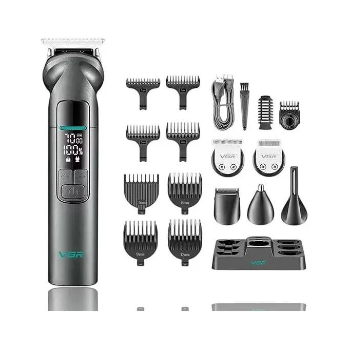 مجموعة ادوات العنايه الشخصيه الاحترافيه للرجال V-096  من فى جى ار تصميم معدني مقاومه للماء 14×1