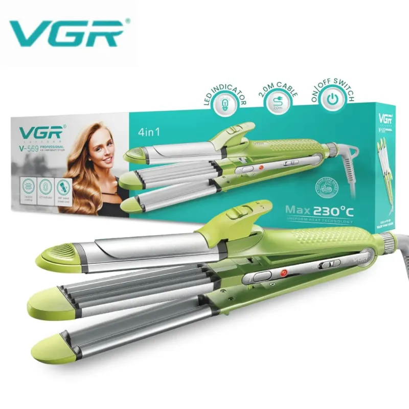 مكواه الشعر الاحترافي VGR V-569  -لفرد الشعر، وتمويجه مع ألواح مطلية بالسيراميك، وإعدادات قابلة للتعديل، وتقنية تسخين موحدة تصل إلى 230 درجة مئوية