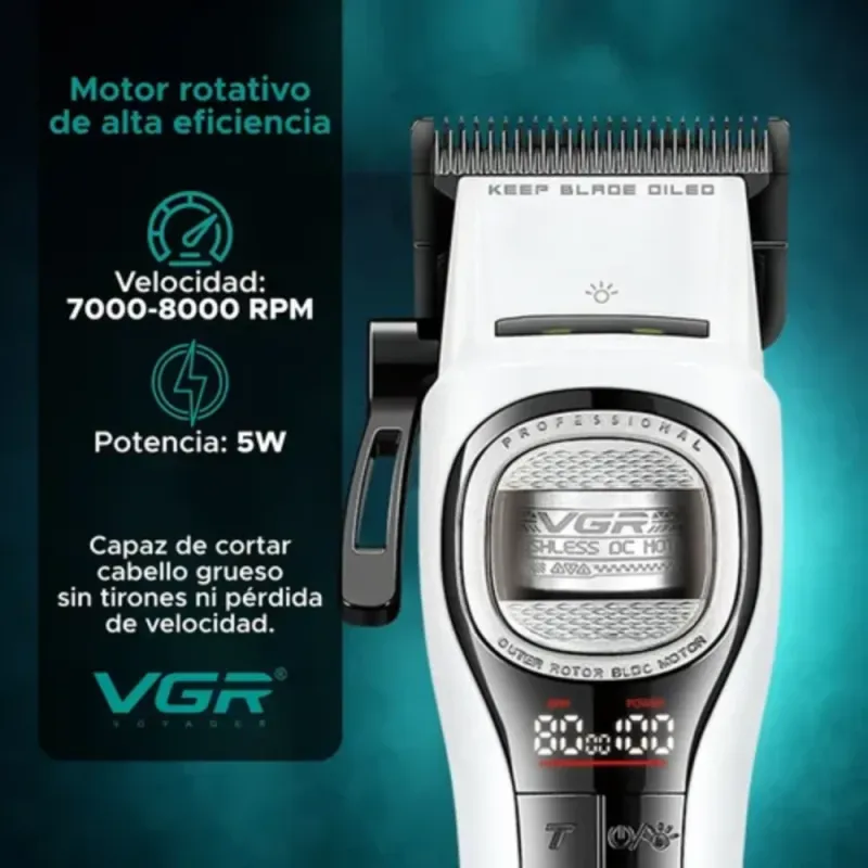 ماكينة حلاقة احترافية VGR V-888C مناسبة للحلاقين والاستخدام المنزلي، بتجمع بين القوة والدقة وسهولة الاستخدام.