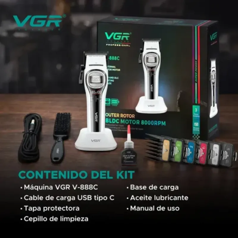 ماكينة حلاقة احترافية VGR V-888C مناسبة للحلاقين والاستخدام المنزلي، بتجمع بين القوة والدقة وسهولة الاستخدام.