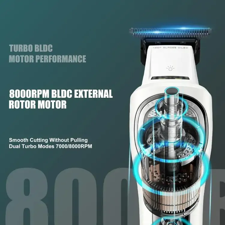 ماكينة حلاقة الشعر VGR 888T للرجال، شفرة على شكل حرف T، 8000 دورة في الدقيقة، شفرة مطلية بطبقة DLC| حلاقة دقيقة لاسلكية؛ شاشة LED؛ إضاءة مدمجة؛ بطارية 2000 مللي أمبير؛ قاعدة شحن USB؛
