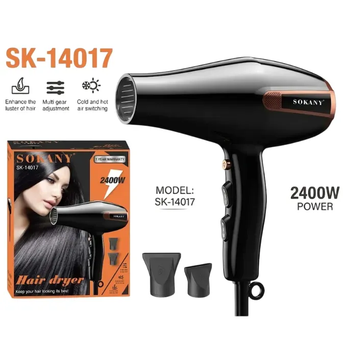 مجفف شعر سوكاني، 2400 وات، اسود - SK-14017
