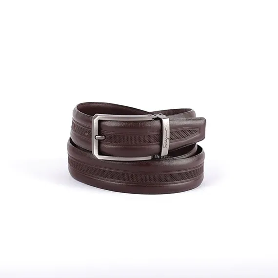 حزام كلاسيك جلد طبيعي 100% من شارع عبد العزيز بإبزيم معدني للرجال من salvatore ferragamo– أسود  - 130سم