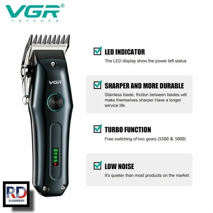 VGR ماكينة حلاقة كهربائية لاسلكية قابلة لاعادة الشحن ضد الماء V-969