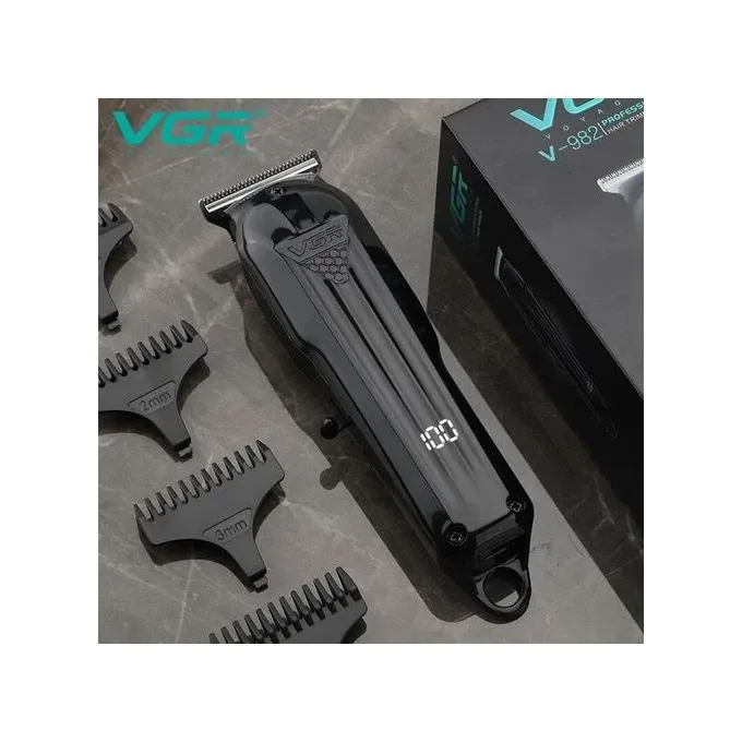 ماكينة قص الشعر الاحترافية الرقمية VGR V-982 القابلة لإعادة الشحن بمنفذ USB - أسود
