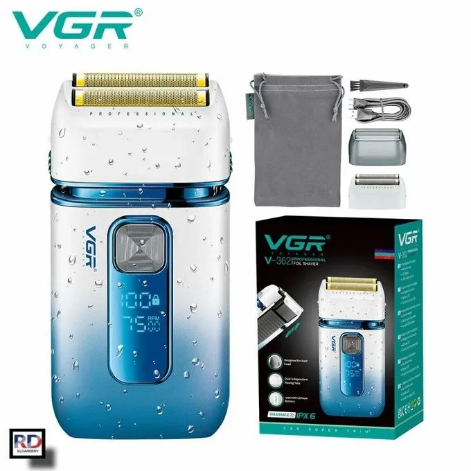 VGR VGR ماكينة حلاقة كهربائية لاسلكية قابلة لاعادة الشحن ضد الماء V-362