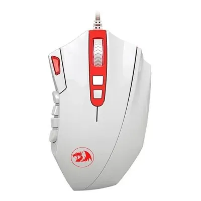 ماوس ألعاب ريدراجون M901، فأرة كمبيوتر سلكية بإضاءة خلفية LED RGB (أبيض)