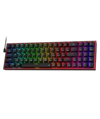 كيبورد العاب بسلك باضاءة ملونة RGB بولوكس من ريدراجون موديل K628 ميكانيكي صغير للتبديل السريع بمنفذ 100% قابل PCB مثبتة على لوحة حرة الاوضاع ومفاتيح مخصصة ولوحة ارقام مفتاح احمر