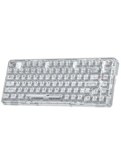 لوحة مفاتيح ألعاب لاسلكية ريدراجونK649 PRO 78% Gasket RGB، مفتاح شفاف مخصص