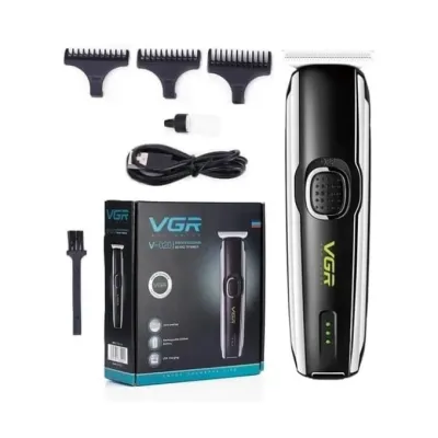 في جي ار ماكينة حلاقة الشعر Vgr V-020 لاسلكية قابلة لاعادة الشحن  بمنفذ USB،  (اسود)
