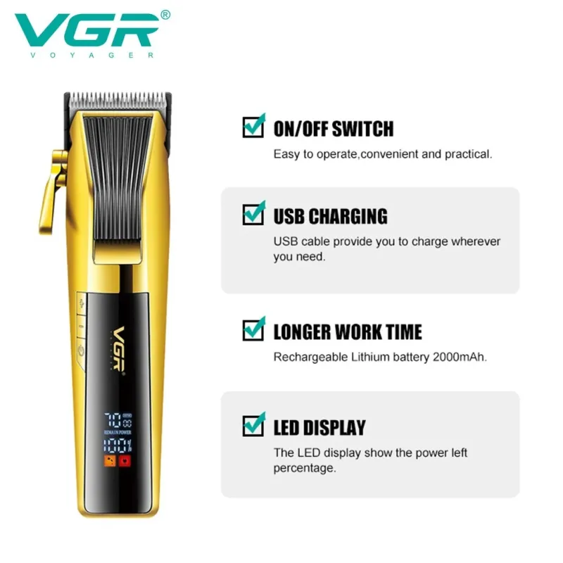 ماكينة قص الشعر VGR الاحترافية القابلة لإعادة الشحن v-177