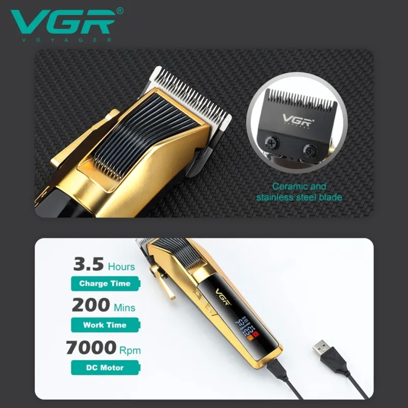 ماكينة قص الشعر VGR الاحترافية القابلة لإعادة الشحن v-177