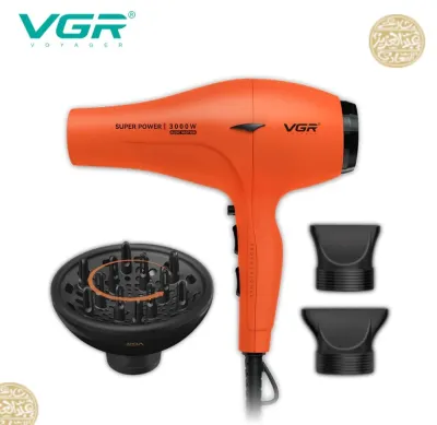 مجفف شعر في جي ار بروفيشنال V-406 D- بقوه  3000 واط- موزع شعر عالمي  - لون احمر