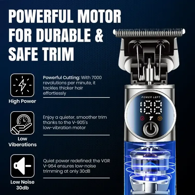 VGR V-942 - ماكينة حلاقة كهربائية احترافية. قابله للشحن للرجال