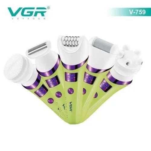 ماكينة حلاقة الشعر الكهربائية V-759 في جي ار لإزالة الشعر، أجهزة العناية الشخصية، ماكينة تشذيب الجسم 5 في 1، مزيل شعر مقاوم للماء للنساء