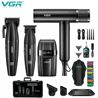 مجموعة قص الشعر الاحترافية 4  في 1 VGR V-640 S4 Pro - لون اسود