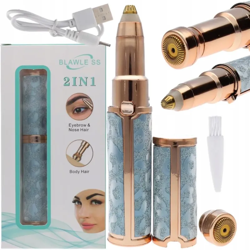 مزيل شعر الوجه والحواجب للنساء 2 في 1 - ماكينة حلاقة وتشذيب كهربائية، بدون الم، محمولة وأنيقة HX-206