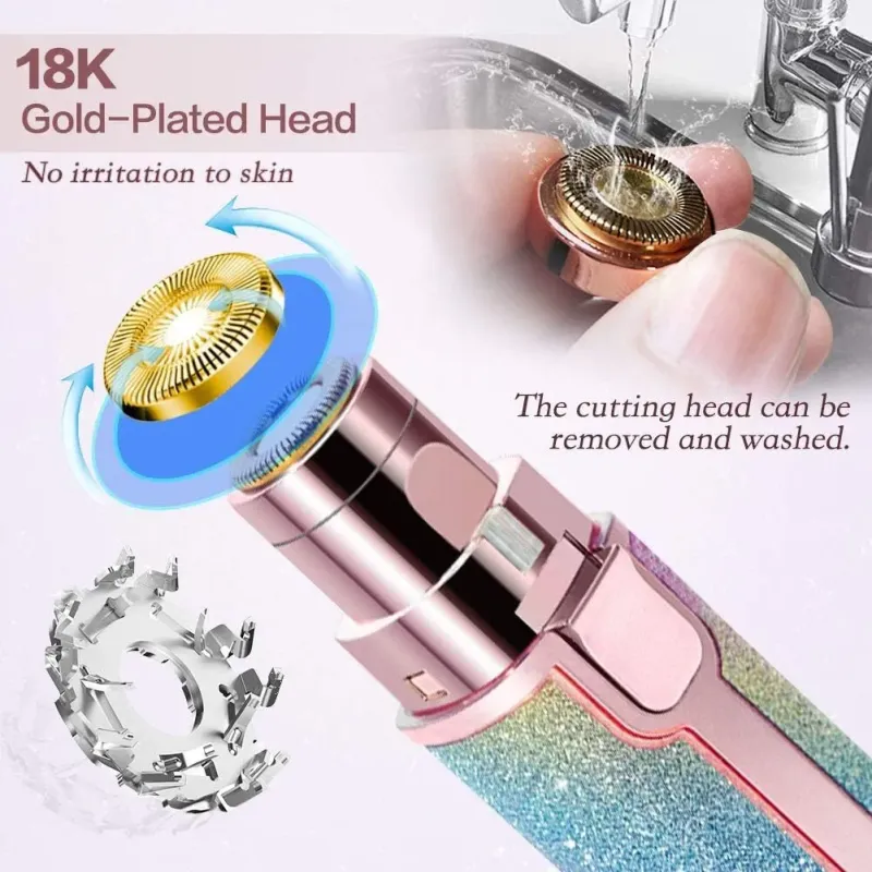 قلم إزالة شعر الحواجب قابل لإعادة الشحن، مزيل شعر الوجه للشفاه والأنف والشارب HX-203A