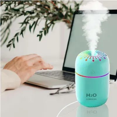 فواحة ومرطب الجو الأسطواني "H2O" بإضاءة قوس قزح العلوية