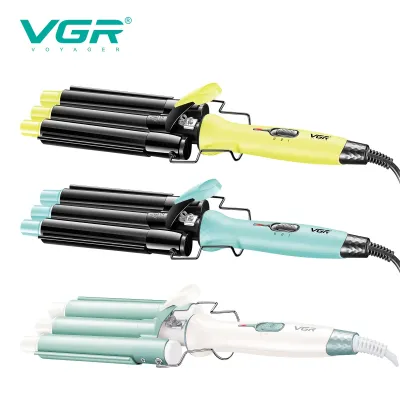 مكواة تجعيد الشعر الكهربائية الاحترافية VGR V-595 | تصفيف شعر أنيق، مكواة تجعيد شعر احترافية بثلاث أسطوانات
