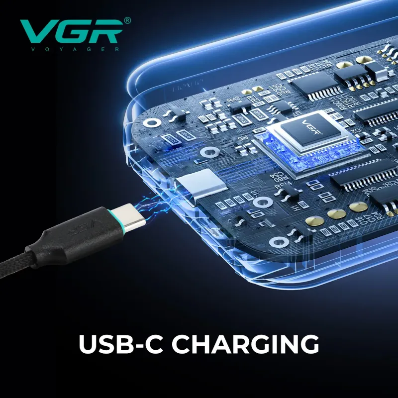 ماكينة حلاقة الشعر والتنعيم الاحترافية VGR V-883S (بمحرك BLDC 8500 دورة في الدقيقة غطاء إضافي)