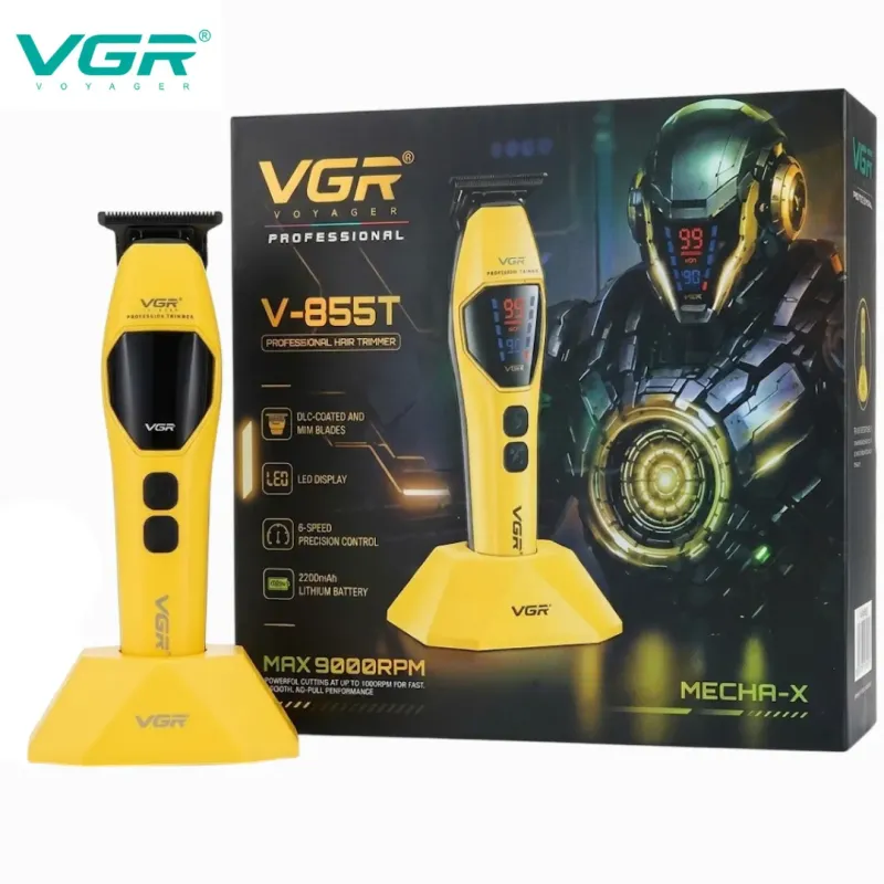 ماكينة تحديد وقص الشعر الاحترافية VGR V-855T سرعات تصل إلى حد أقصى 9000 دورة في الدقيقة (RPM)