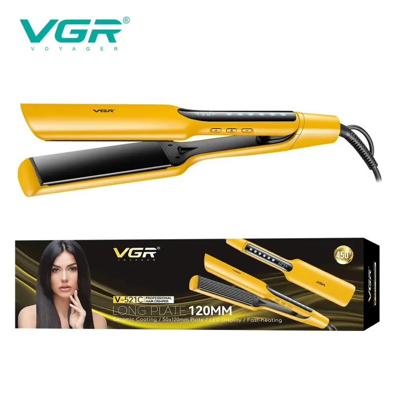 مكواه تصفيف وفرد الشعر الاحترافيه ذو الألواح الطويلة من VGR (موديل V-521C)