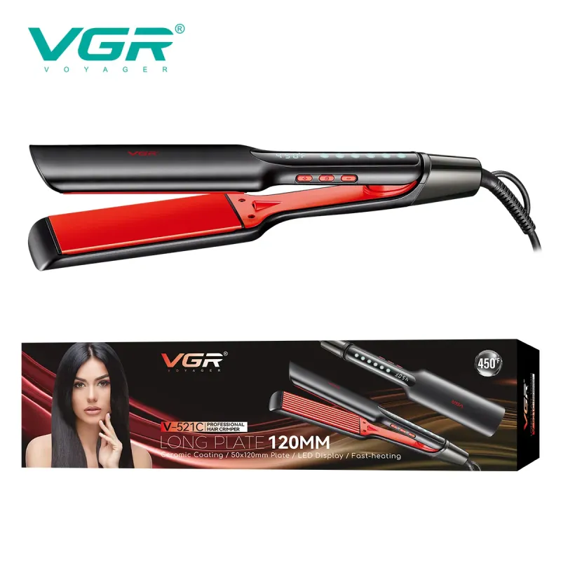 مكواه تصفيف وفرد الشعر الاحترافيه ذو الألواح الطويلة من VGR (موديل V-521C)