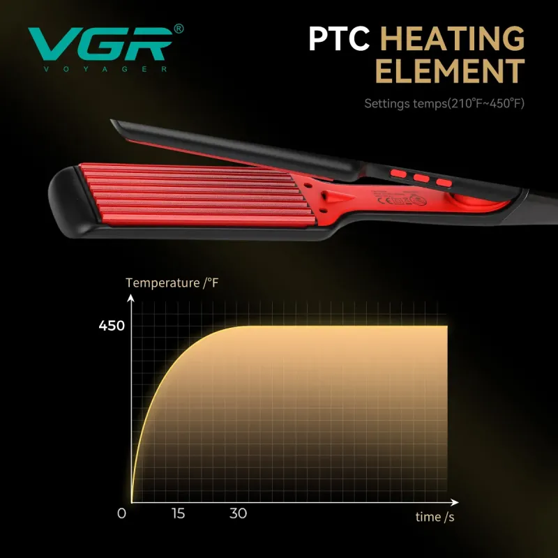 مكواه تصفيف وفرد الشعر الاحترافيه ذو الألواح الطويلة من VGR (موديل V-521C)